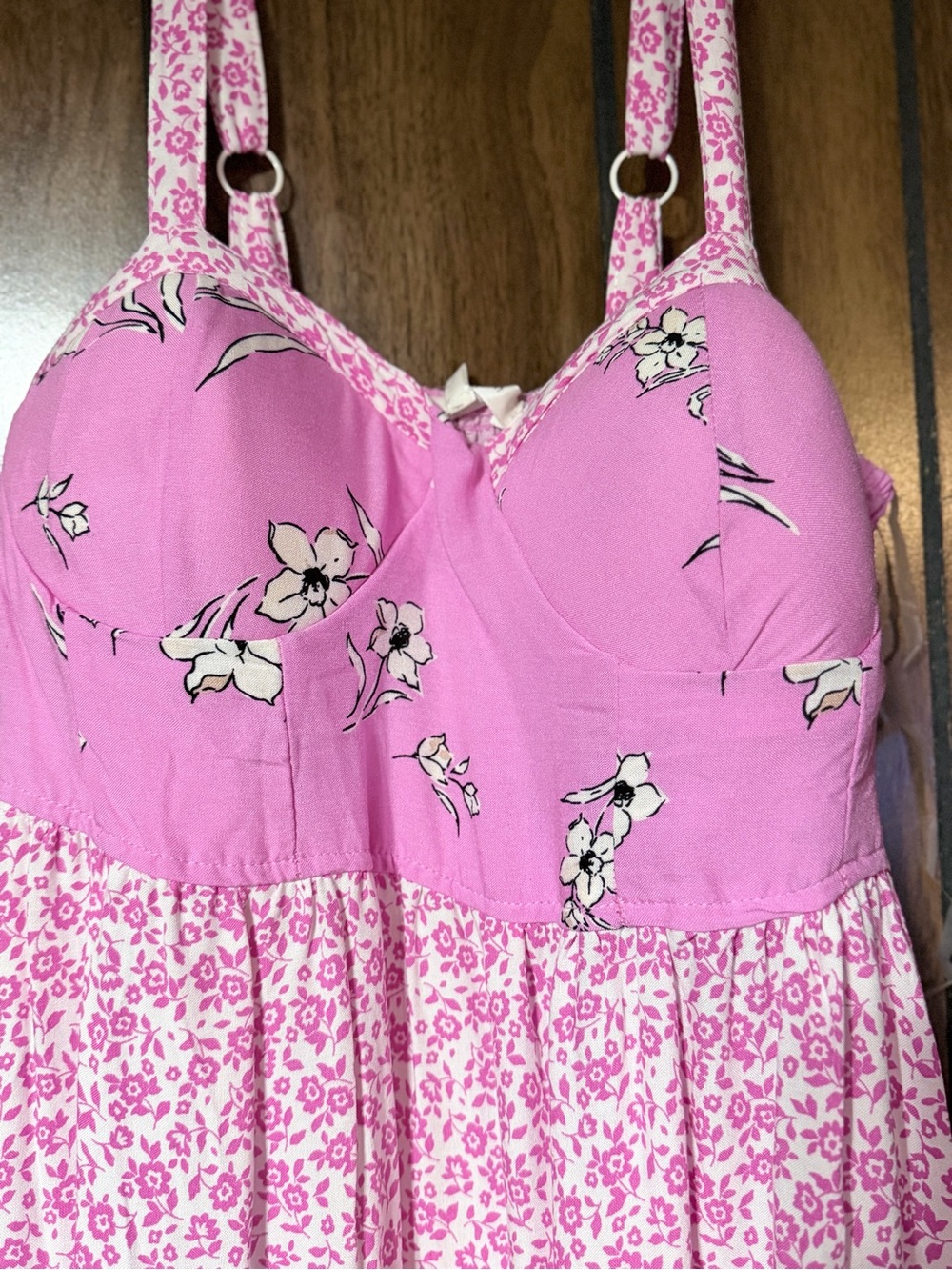 Pink Floral Maxi Dress with Spaghetti Straps - Picture 4 of 11